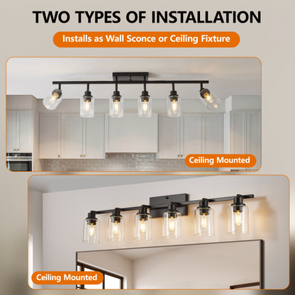 6-Light Black Track Lighting Kit with Glass Shades - view 4