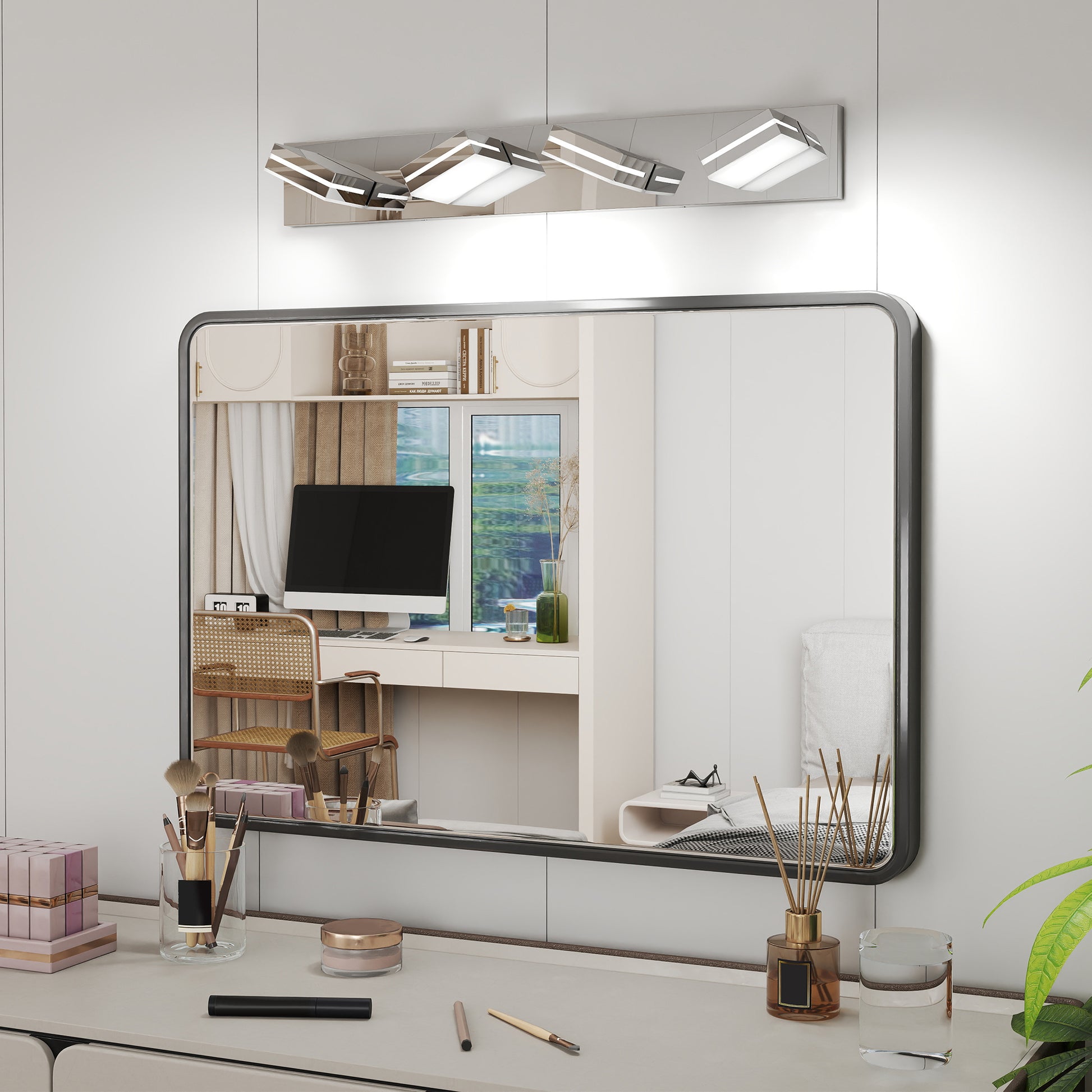 4-Light Modern Chrome LED Vanity Wall Light - view 6