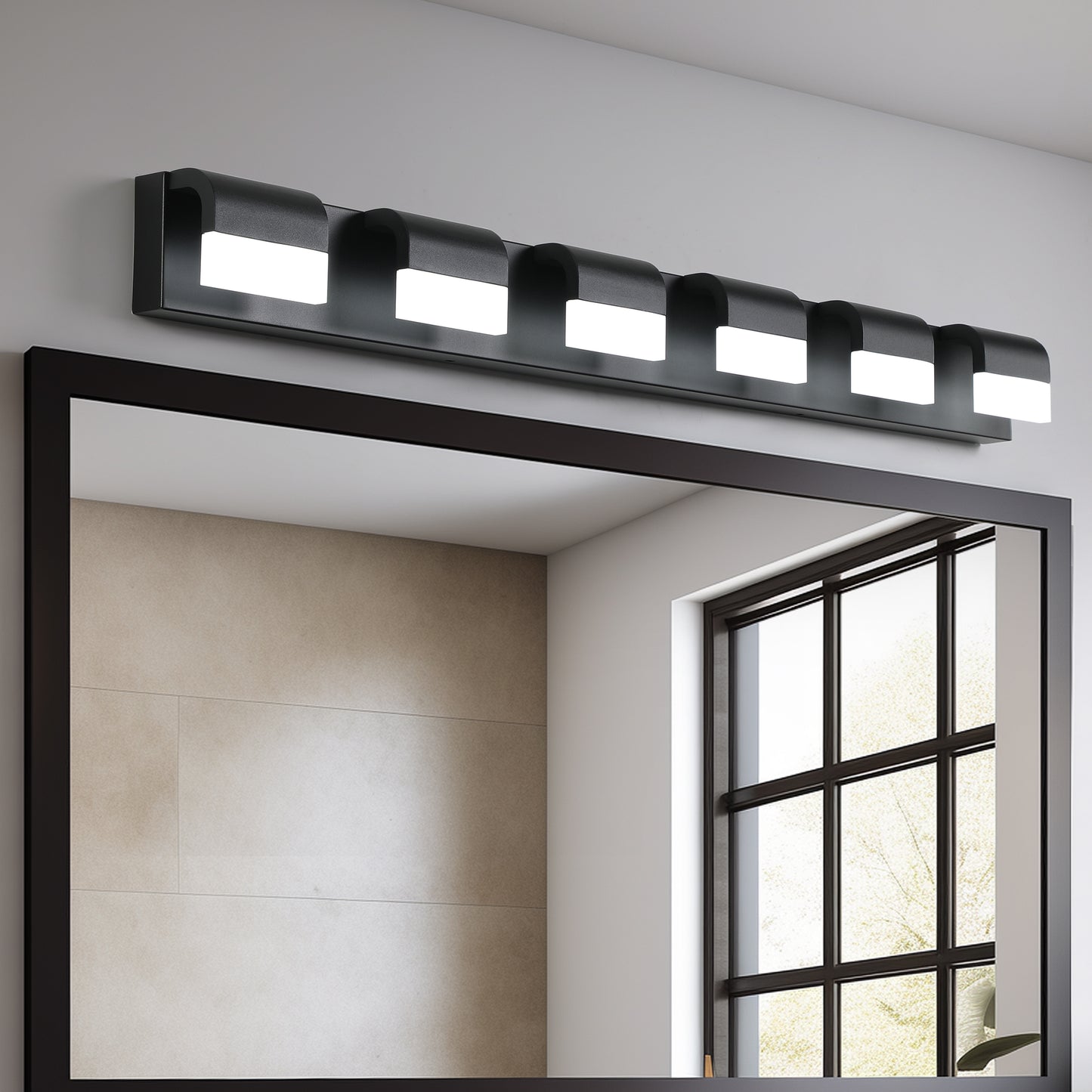 6-Light Black LED Vanity Wall Light - view 3