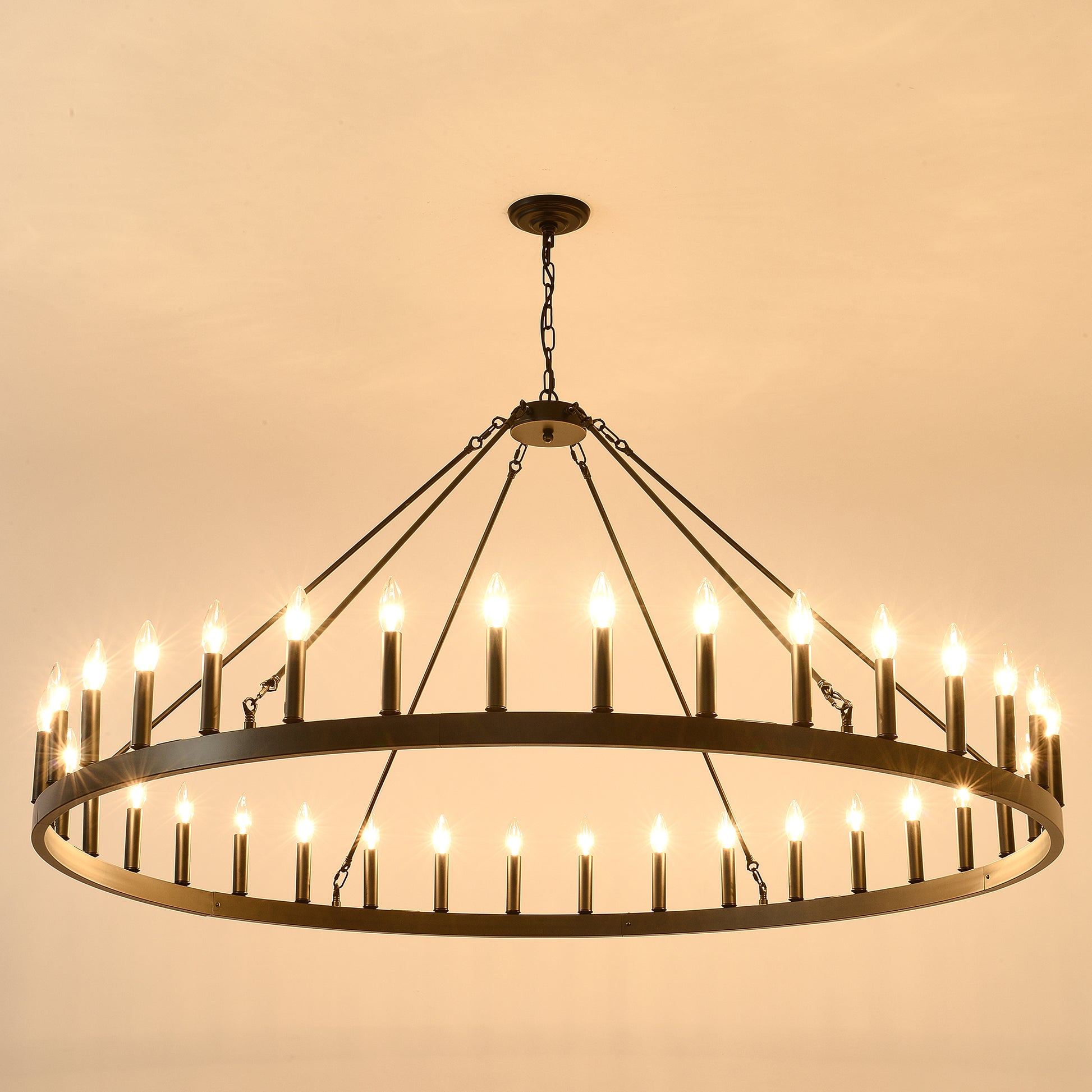 59" Wagon Wheel Farmhouse Chandelier, 36-Light - view 17