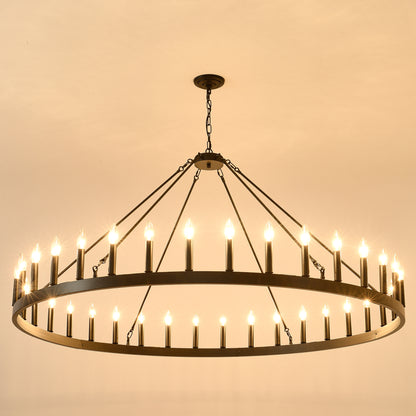 59" Wagon Wheel Farmhouse Chandelier, 36-Light - view 17