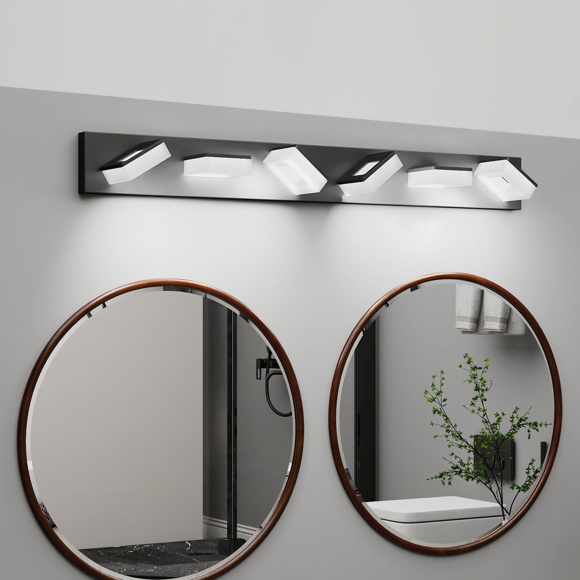 39" 6-Light Matte Black LED Acrylic Vanity Light