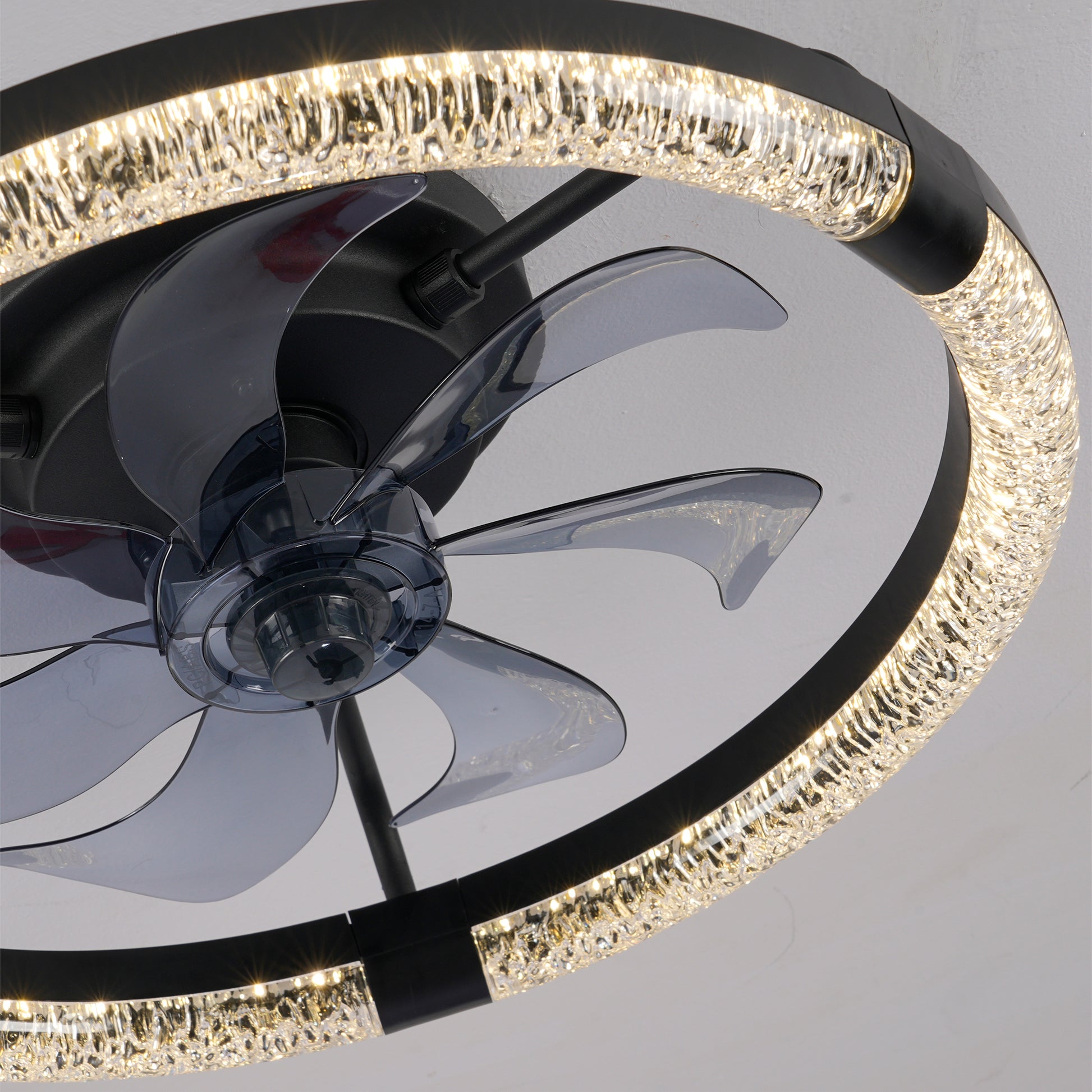 20" Matte Black Flush Mount Ceiling Fan with Dimmable LED - view 19
