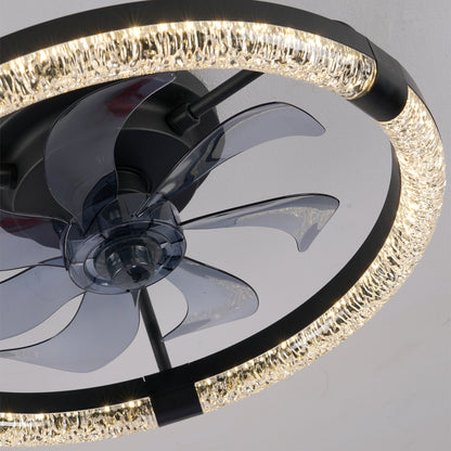20" Matte Black Flush Mount Ceiling Fan with Dimmable LED - view 19