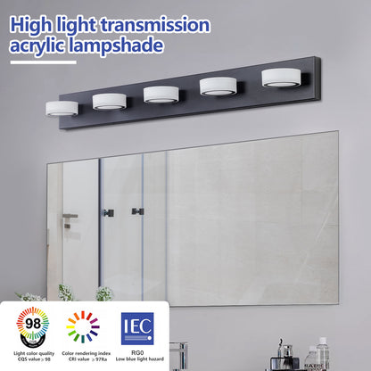 37" 5-Light Black LED Vanity Wall Light - view 9