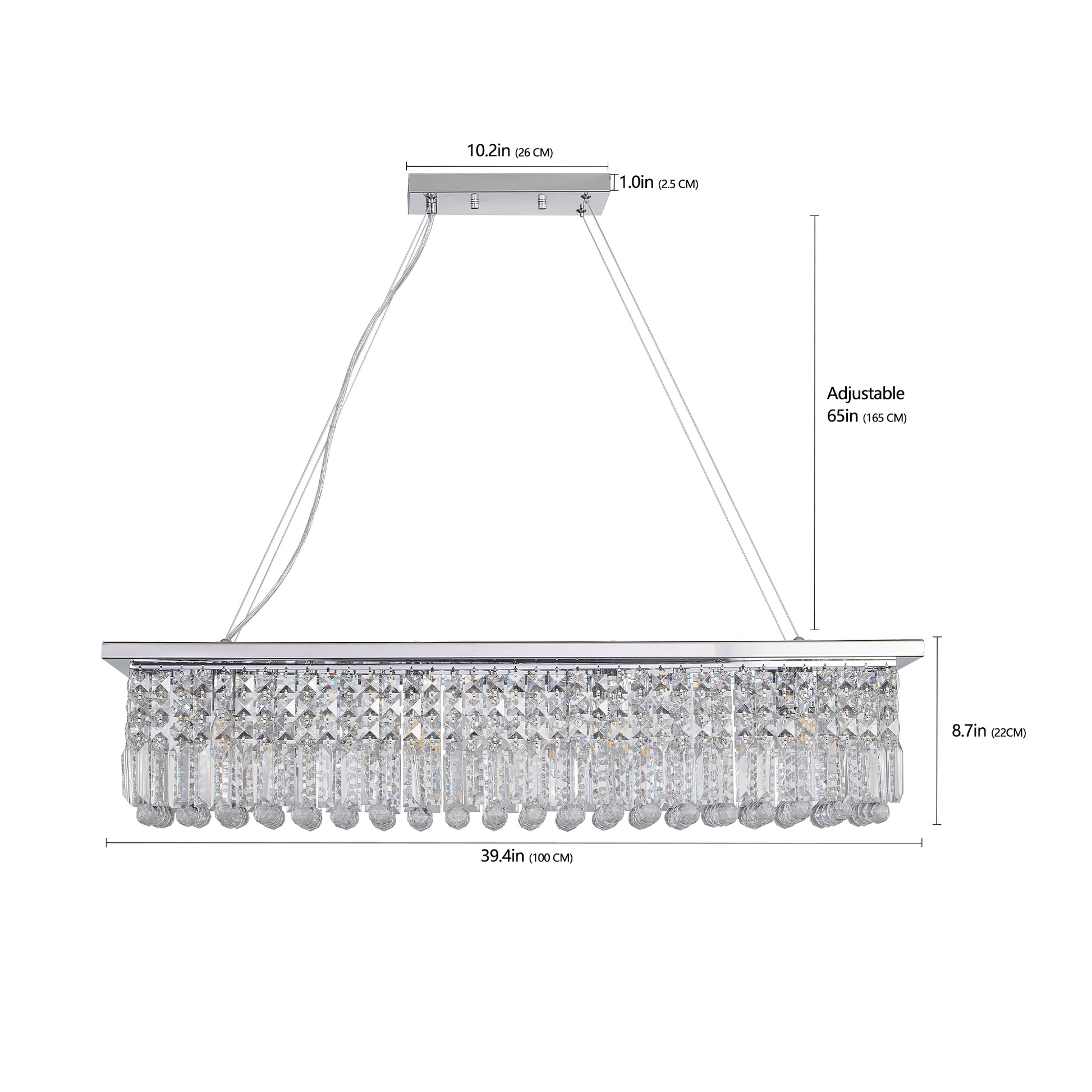 39.4" 8-Light Chrome Raindrop Crystal Chandelier - view 9