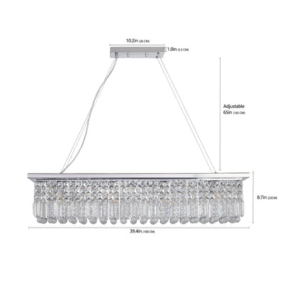 39.4" 8-Light Chrome Raindrop Crystal Chandelier - view 9