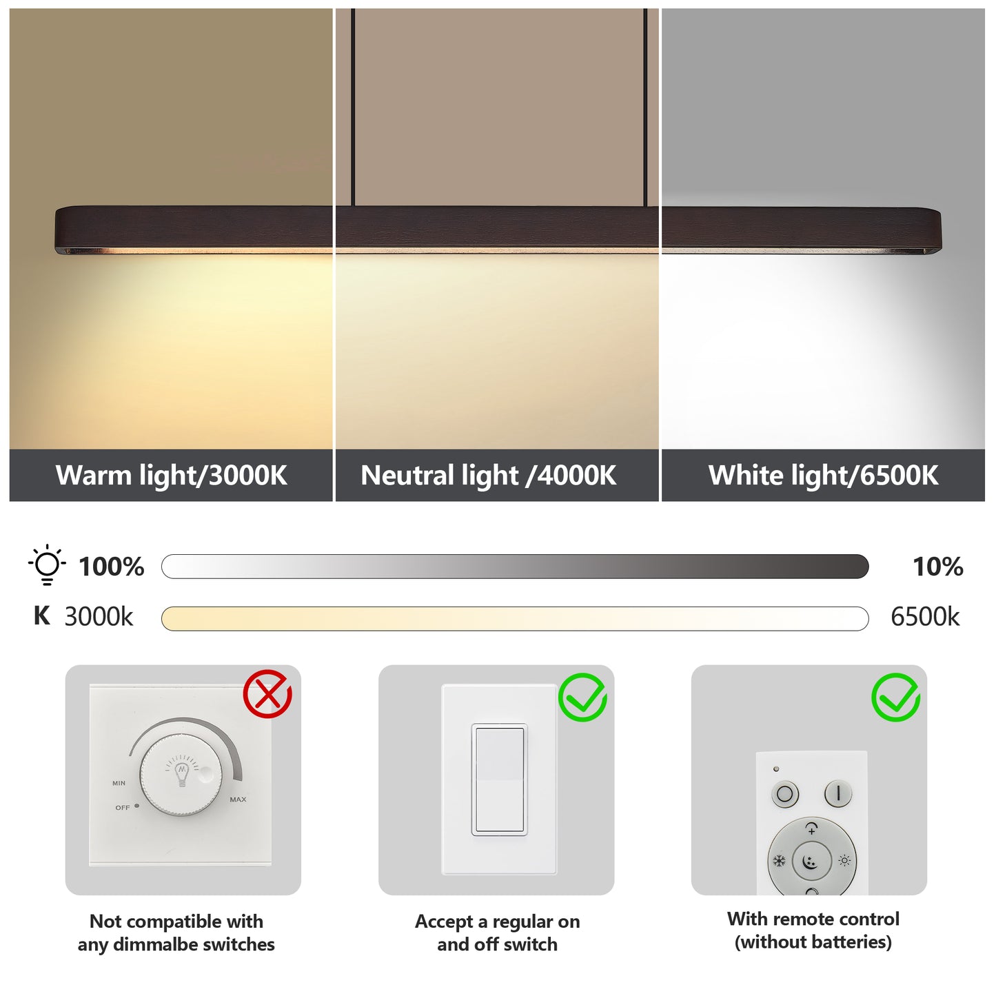 39" Walnut Wood LED Pendant Light - view 7