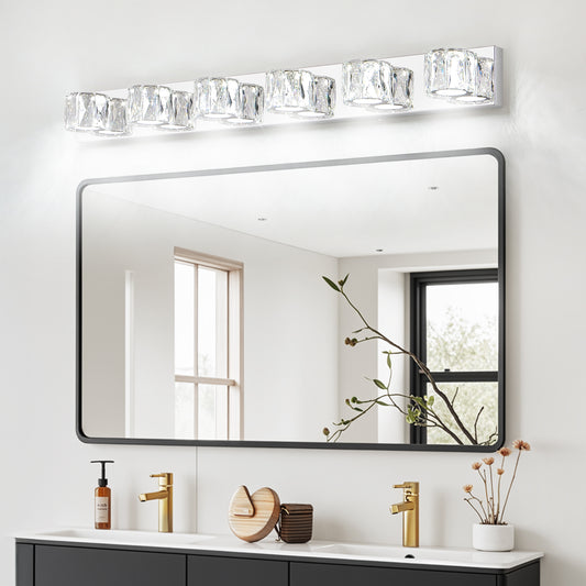 41" 6-Light Chrome Crystal Vanity Wall Light
