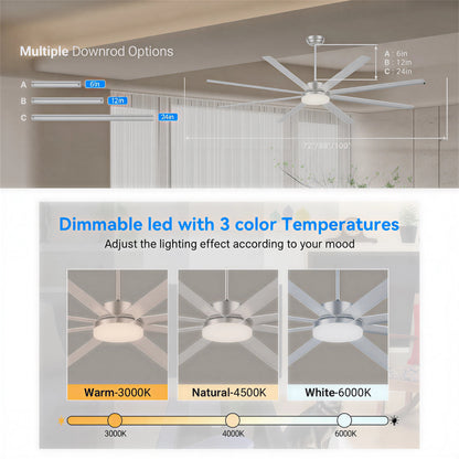 88" Silver Industrial Aluminum Ceiling Fan with Remote - view 16