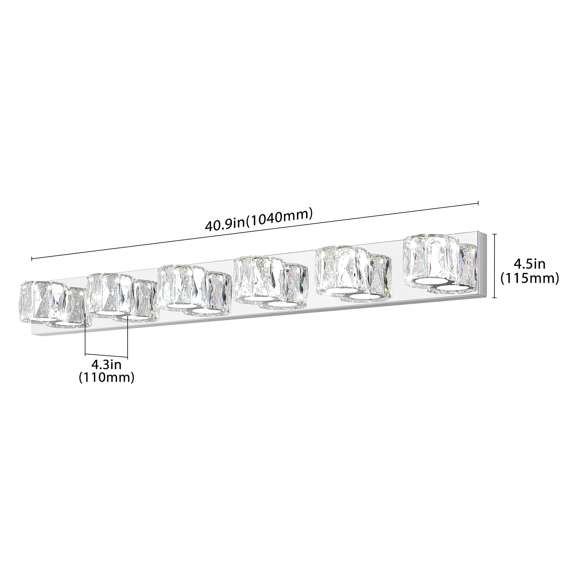 41" 6-Light Chrome Crystal Vanity Wall Light - view 12