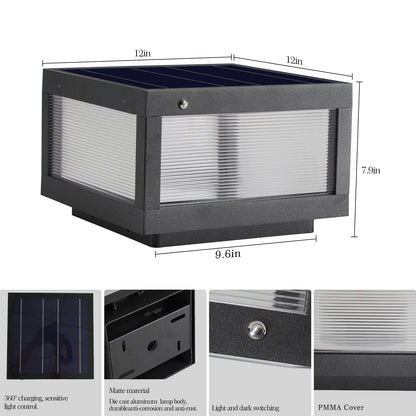 12" Black Solar LED Outdoor Post Cap Light - view 12