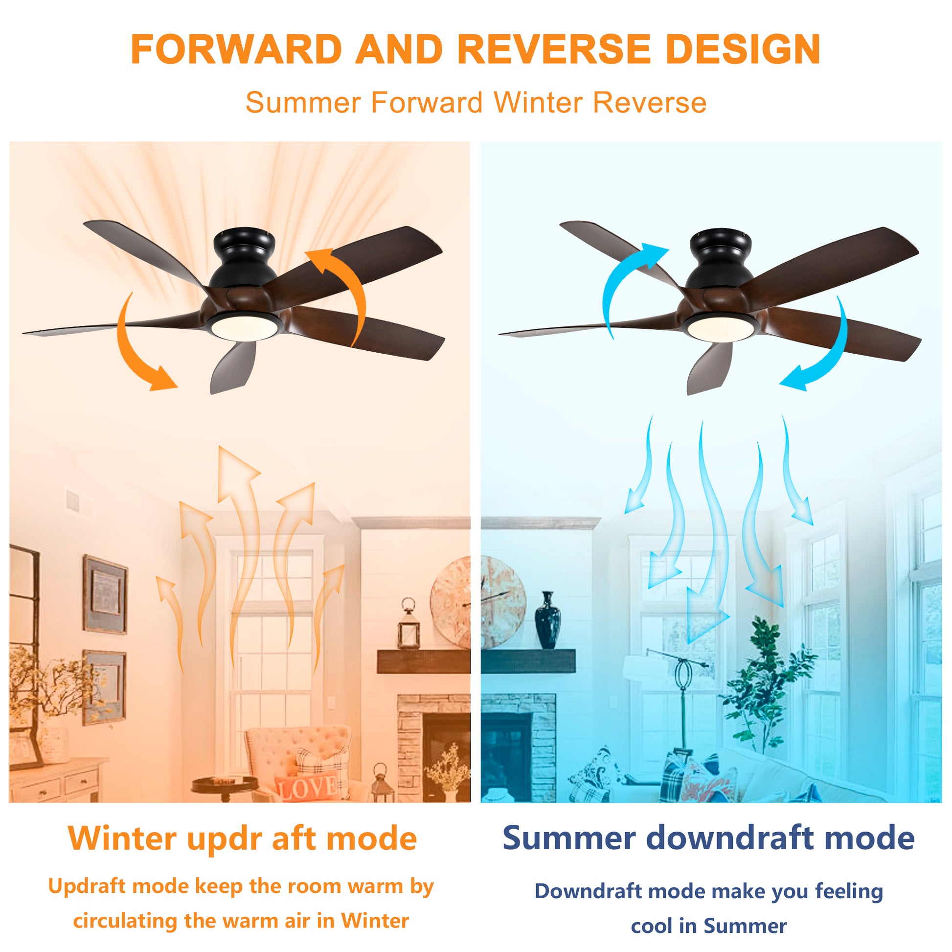 56" Matte Black & Wood Ceiling Fan with Remote - view 10