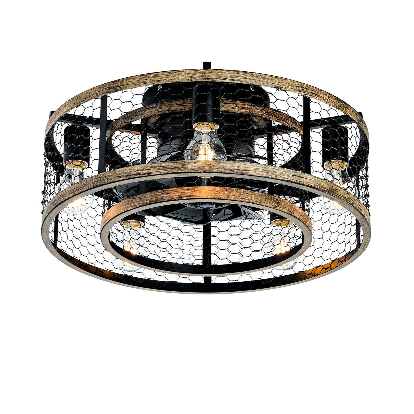 20" Matte Black Caged Ceiling Fan with Remote