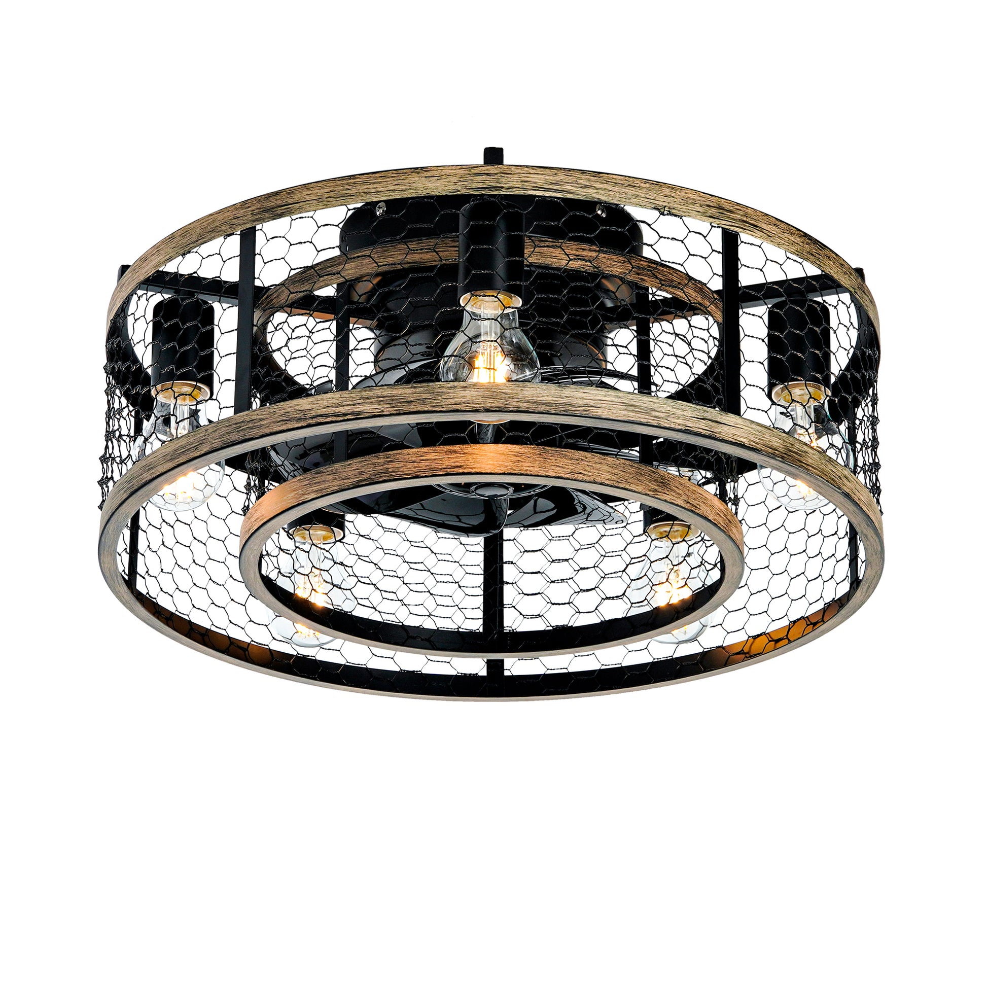 20" Matte Black Caged Ceiling Fan with Remote