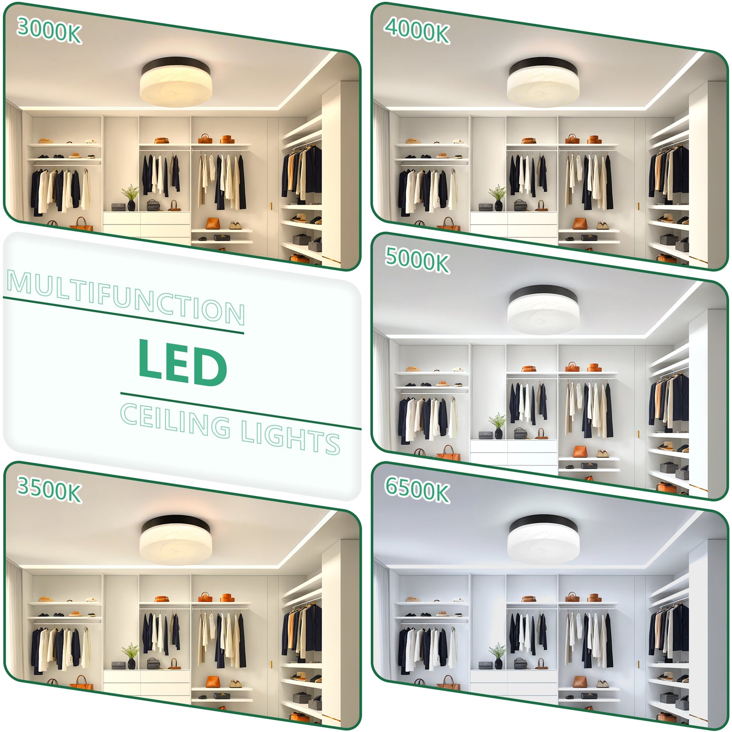 12" Black Round LED Flush Mount Ceiling Light - view 4