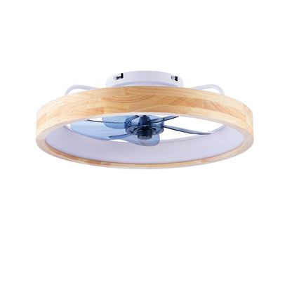 20" Wood & White Flush Mount Ceiling Fan with Dimmable LED - view 23