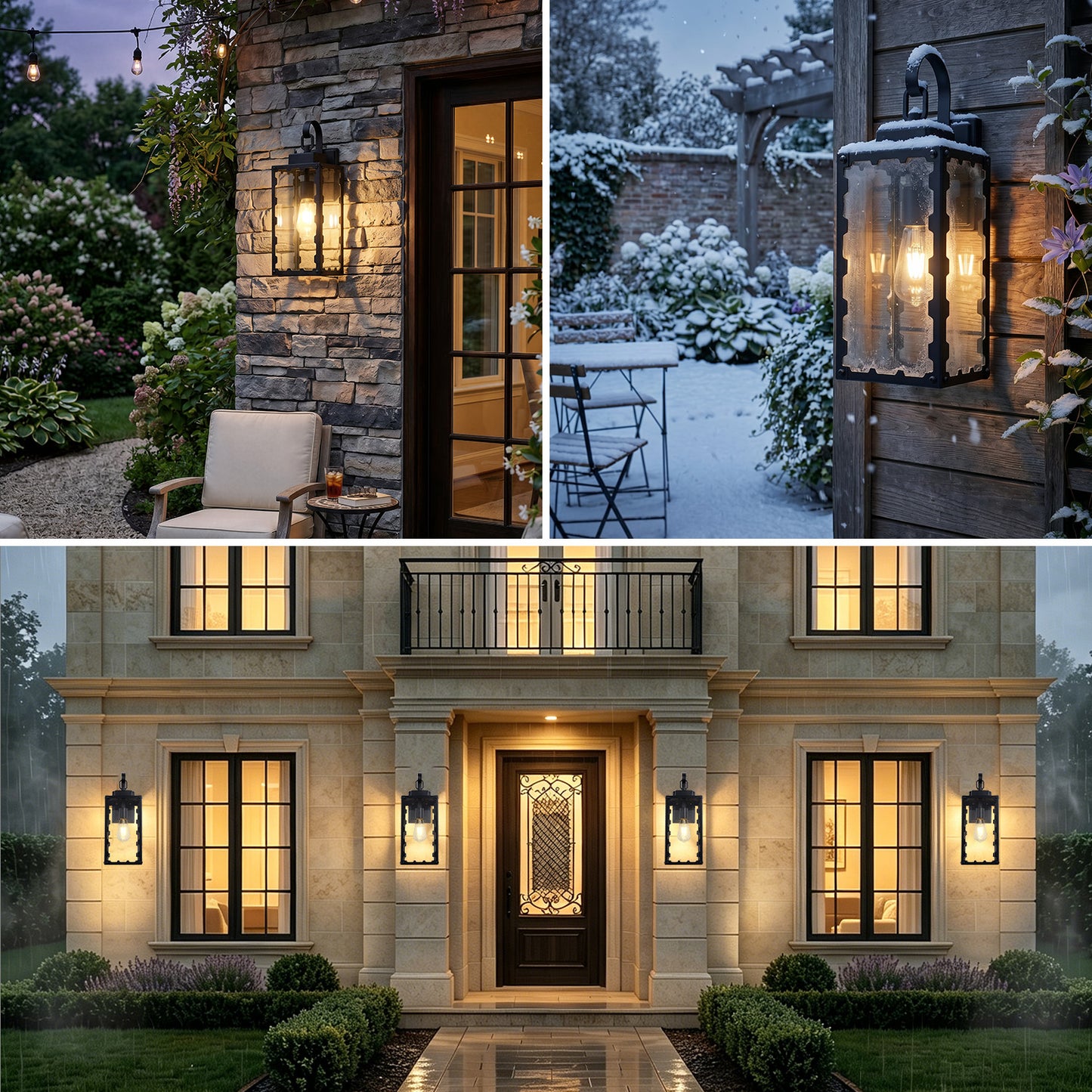 18" Matte Black Sawtooth Outdoor Wall Light with Clear Glass - view 3