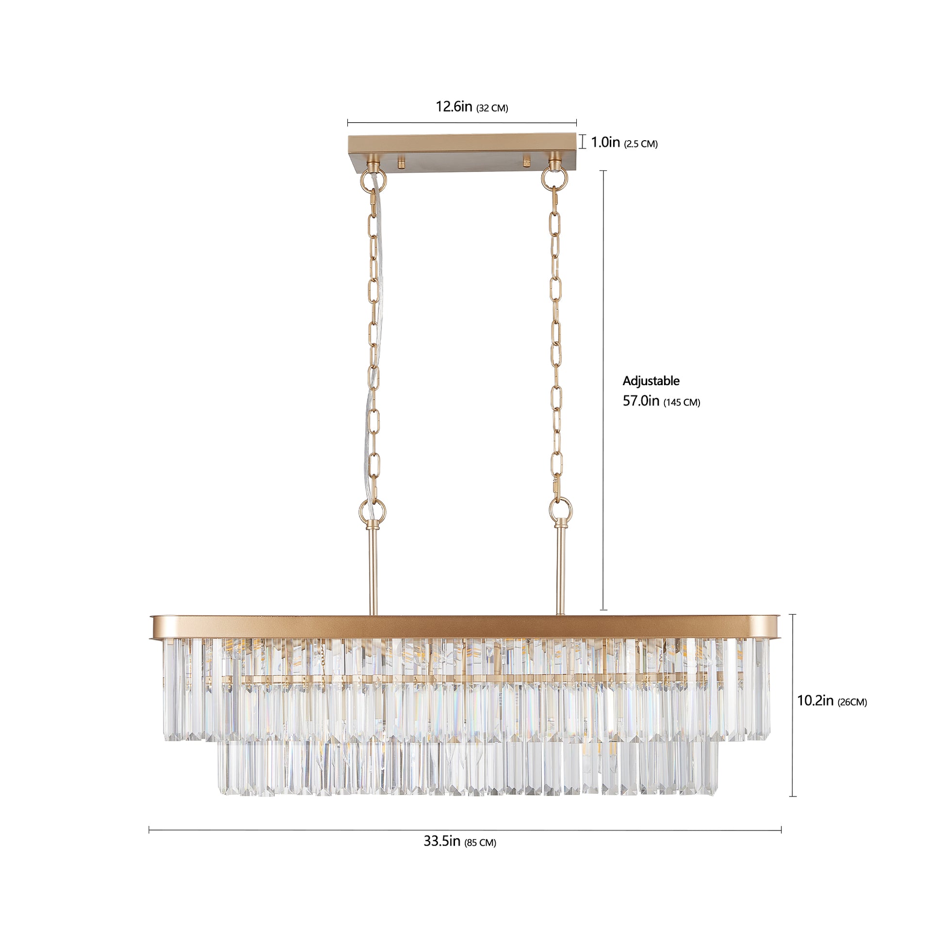 Gold Rectangular Crystal Farmhouse Chandelier - view 10
