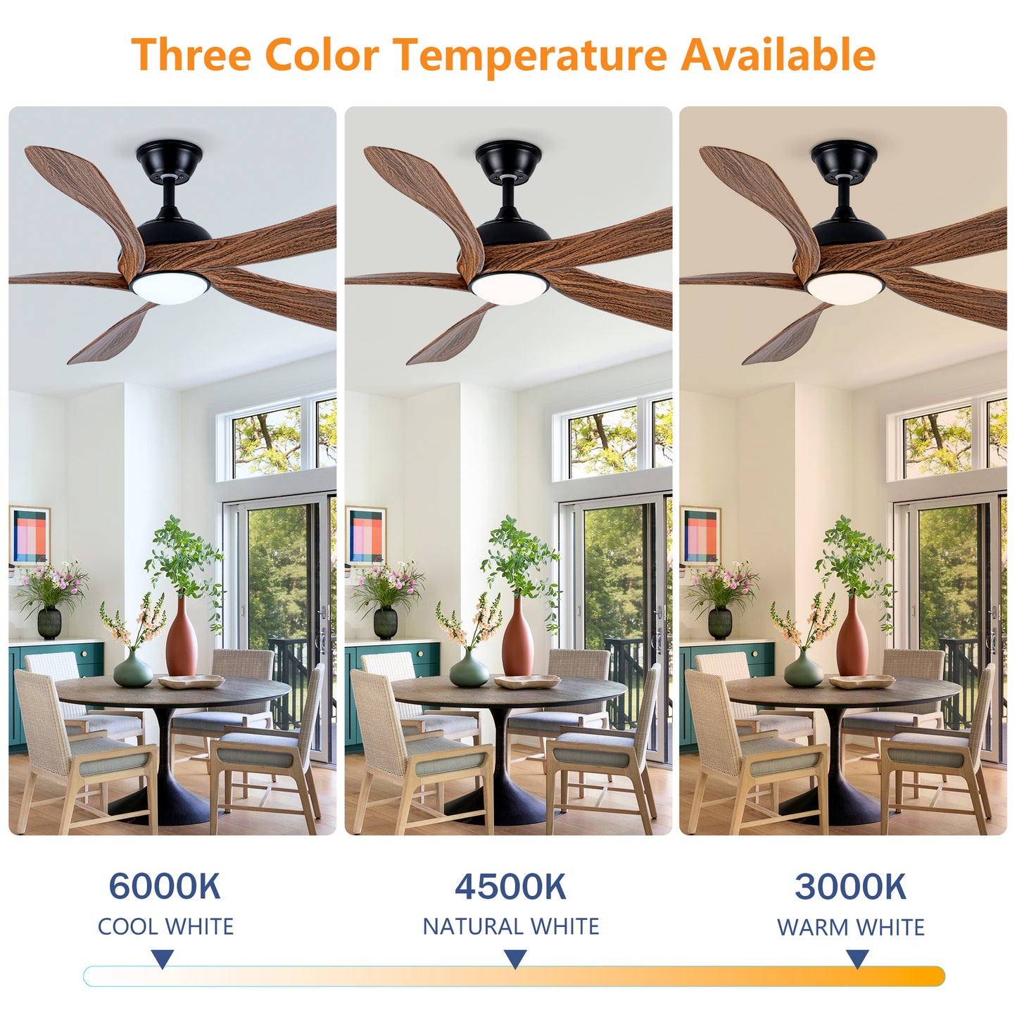 56" Matte Black & Wood Ceiling Fan with LED Light - view 8