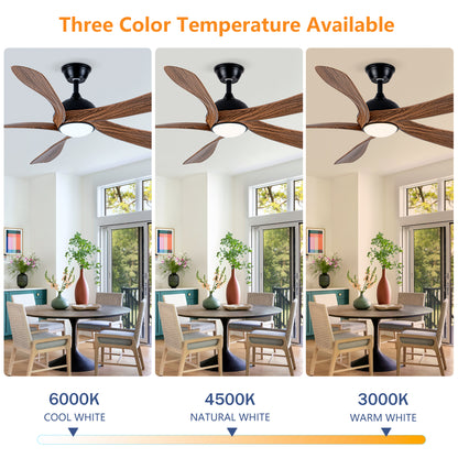56" Matte Black & Wood Ceiling Fan with LED Light - view 8