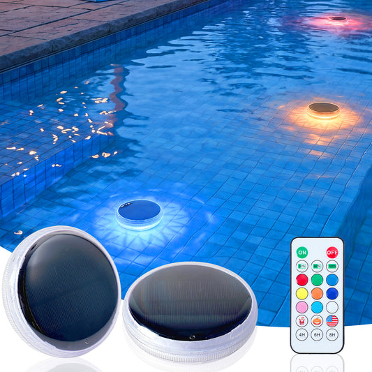 Solar Floating Pool Light with Remote, Set of 2