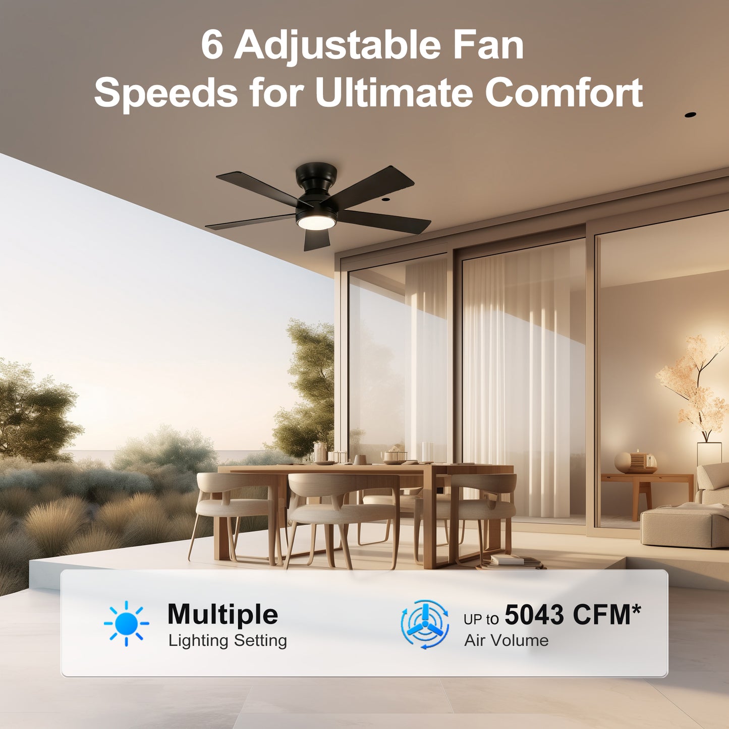 46" Matte Black Plywood Blade Ceiling Fan with Remote - view 13