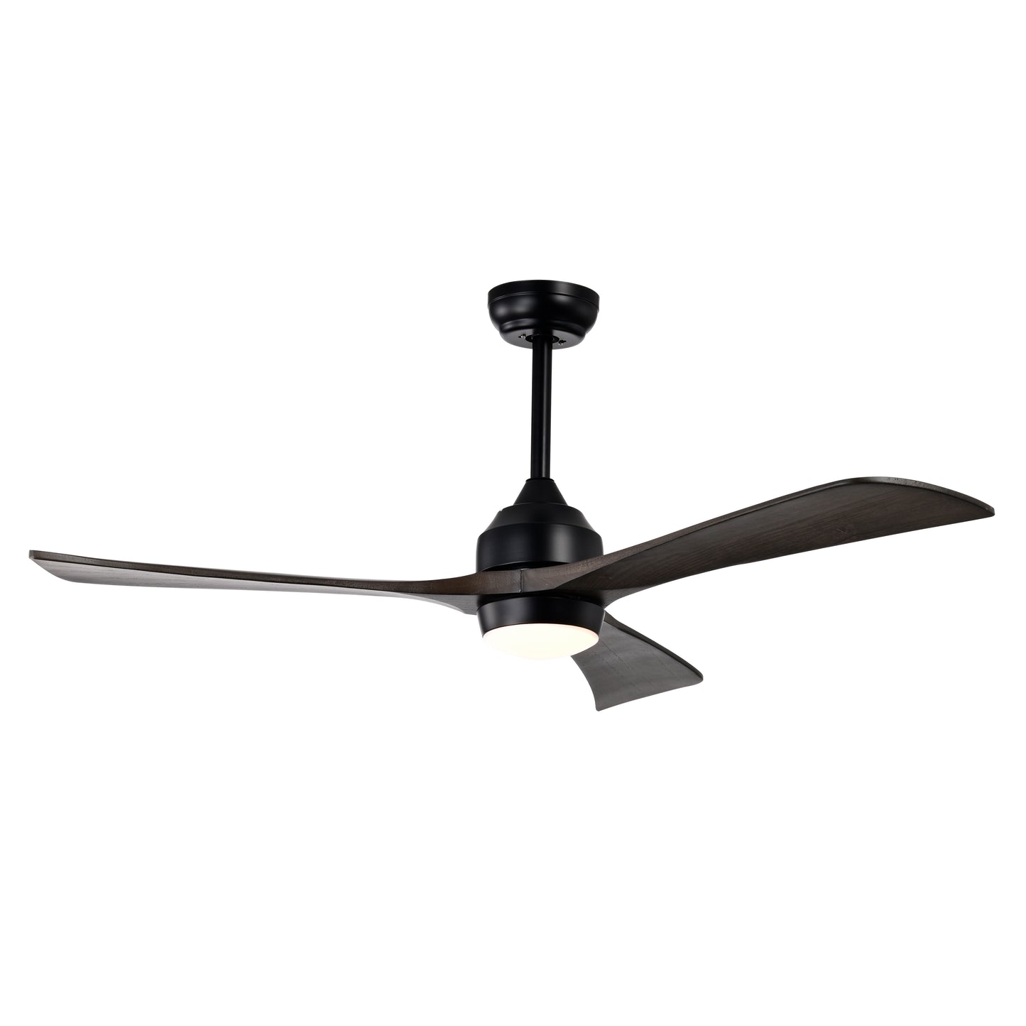 52" Matte Black Solid Wood Ceiling Fan with Remote