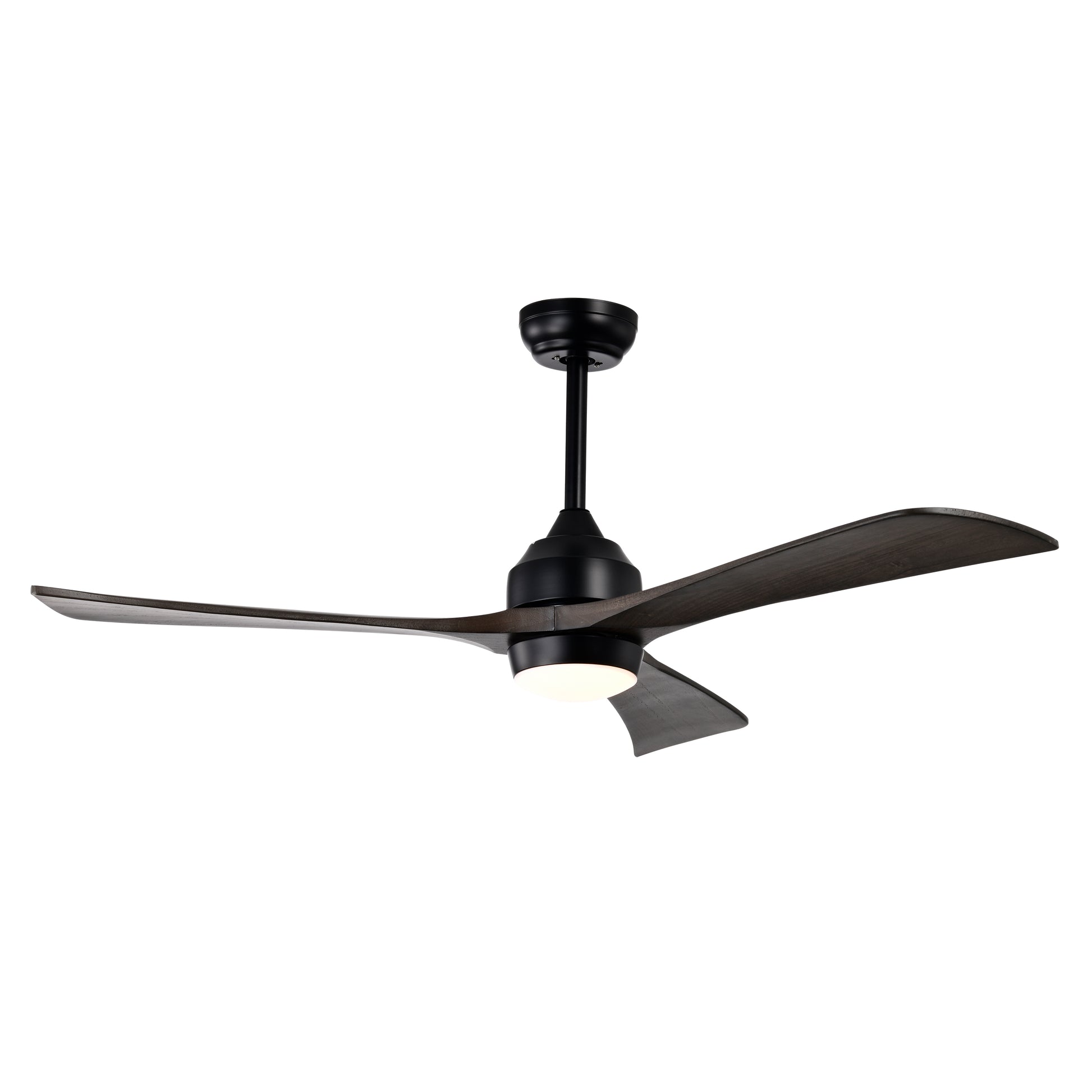 52" Matte Black Solid Wood Ceiling Fan with Remote