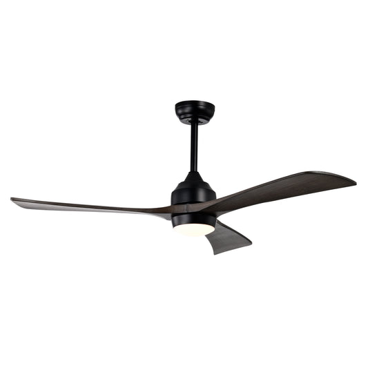 52" Matte Black Solid Wood Ceiling Fan with Remote