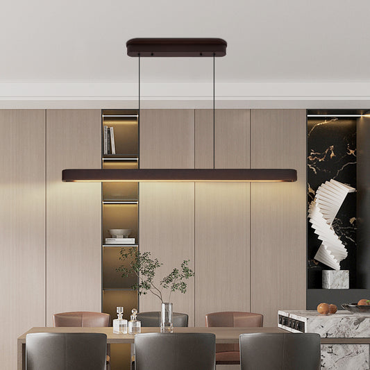 39" Walnut Wood LED Pendant Light