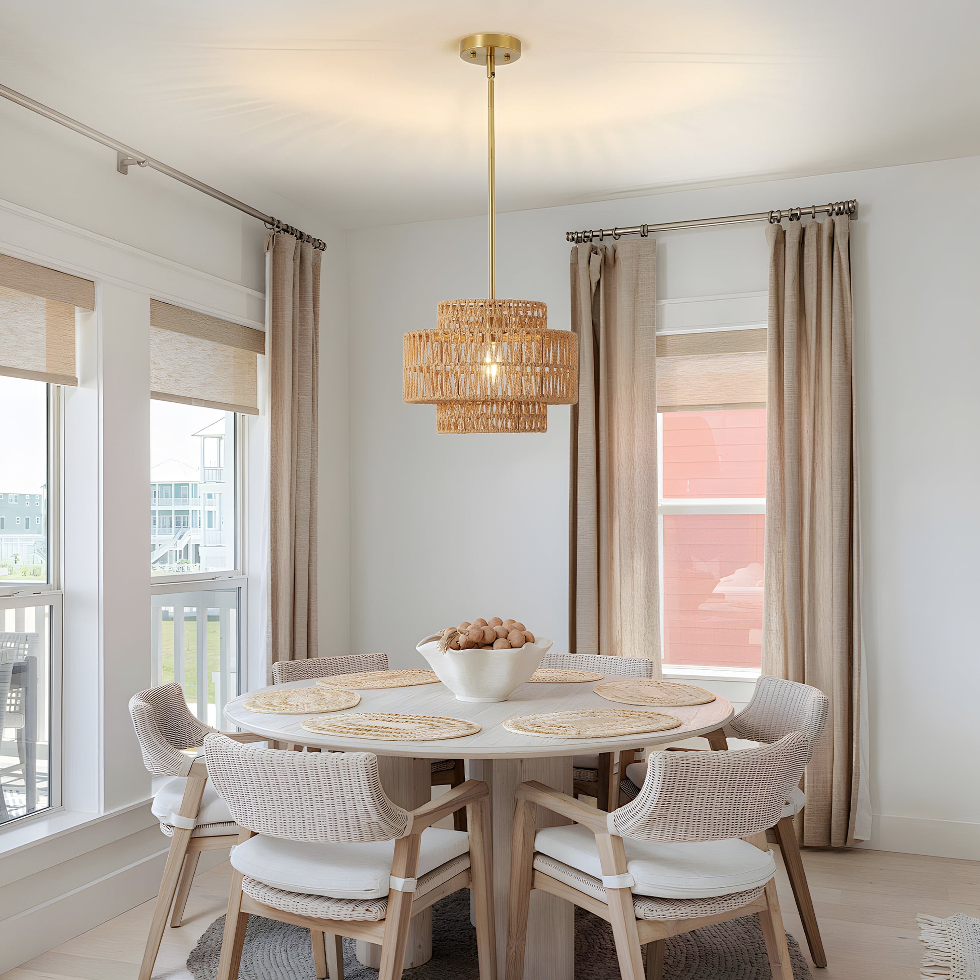 12.6" Boho Hand Woven Rattan Chandelier - view 7