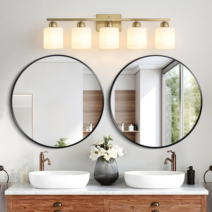 5-Light Gold Vanity Wall Light with Frosted Glass - view 3
