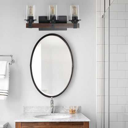 19" 3-Light Walnut Farmhouse Vanity Light with Glass Shades - view 12