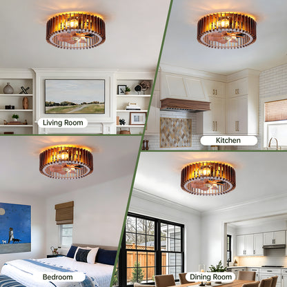 20" Walnut Caged Fandelier Ceiling Fan with Remote - view 3