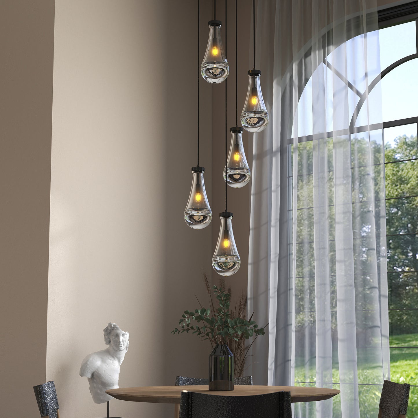 5-Light Black Cluster Pendant Chandelier - view 4