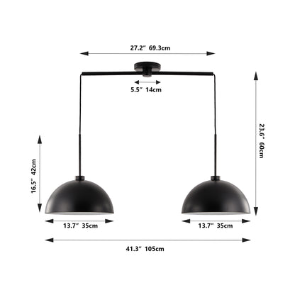 41" Matte Black Industrial Double Pendant Light - view 8