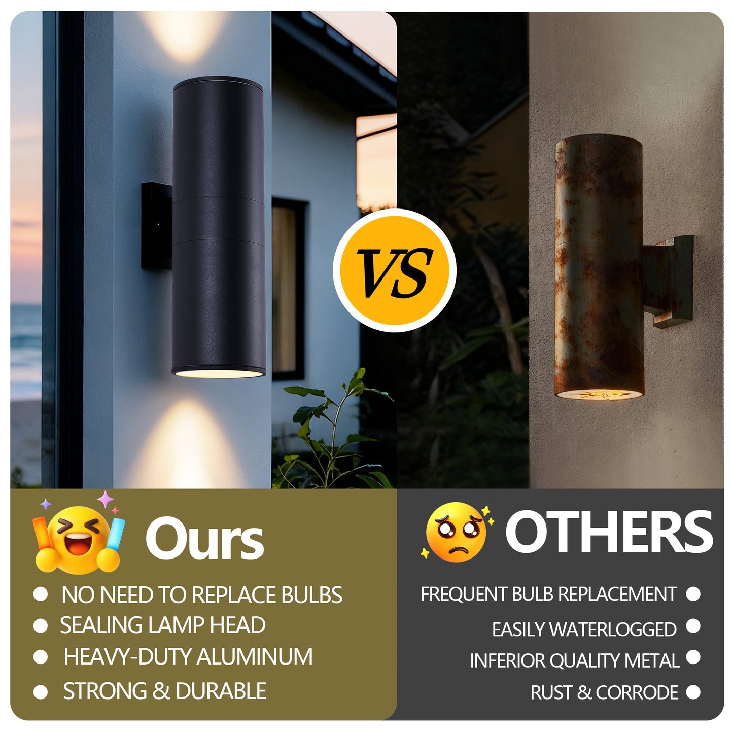 18" Matte Black Cylinder Outdoor Wall Light, Set of 2 - view 8