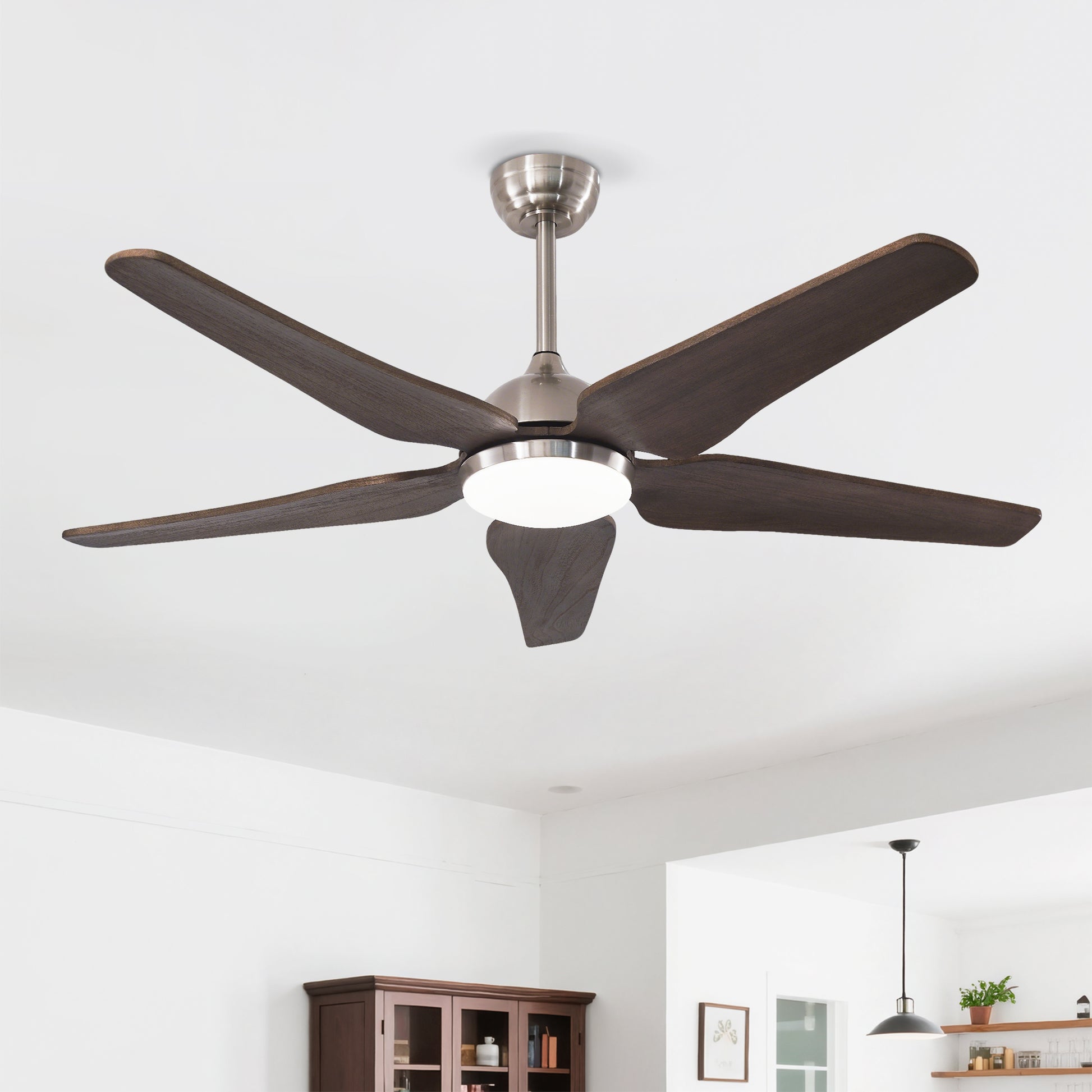 52" Nickel Reversible Ceiling Fan with Light - view 2