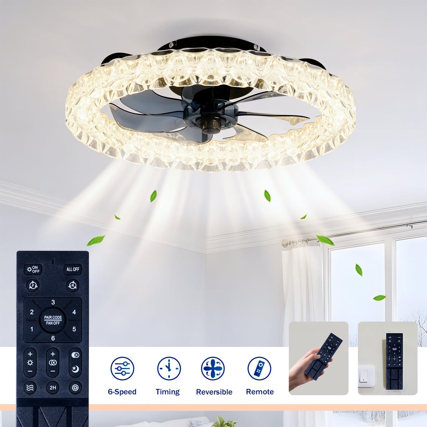 Matte Black Galaxy Ceiling Fan with Dimmable LED - view 7