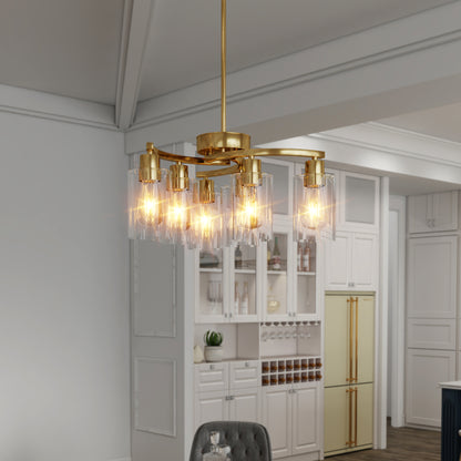 6-Light Gold Chandelier with Clear Glass Shades - view 3