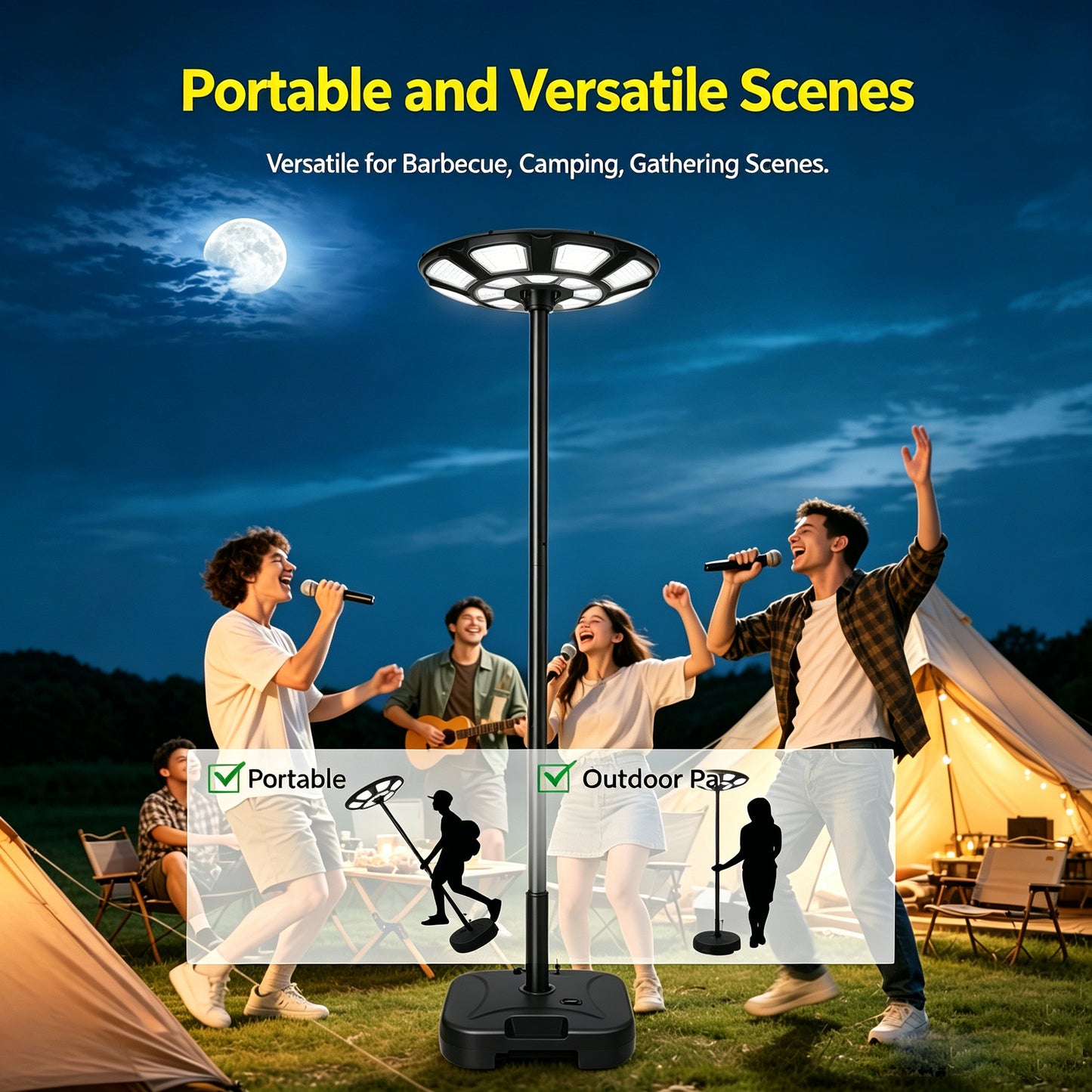 Black Solar UFO LED Street Light with Pole - view 12