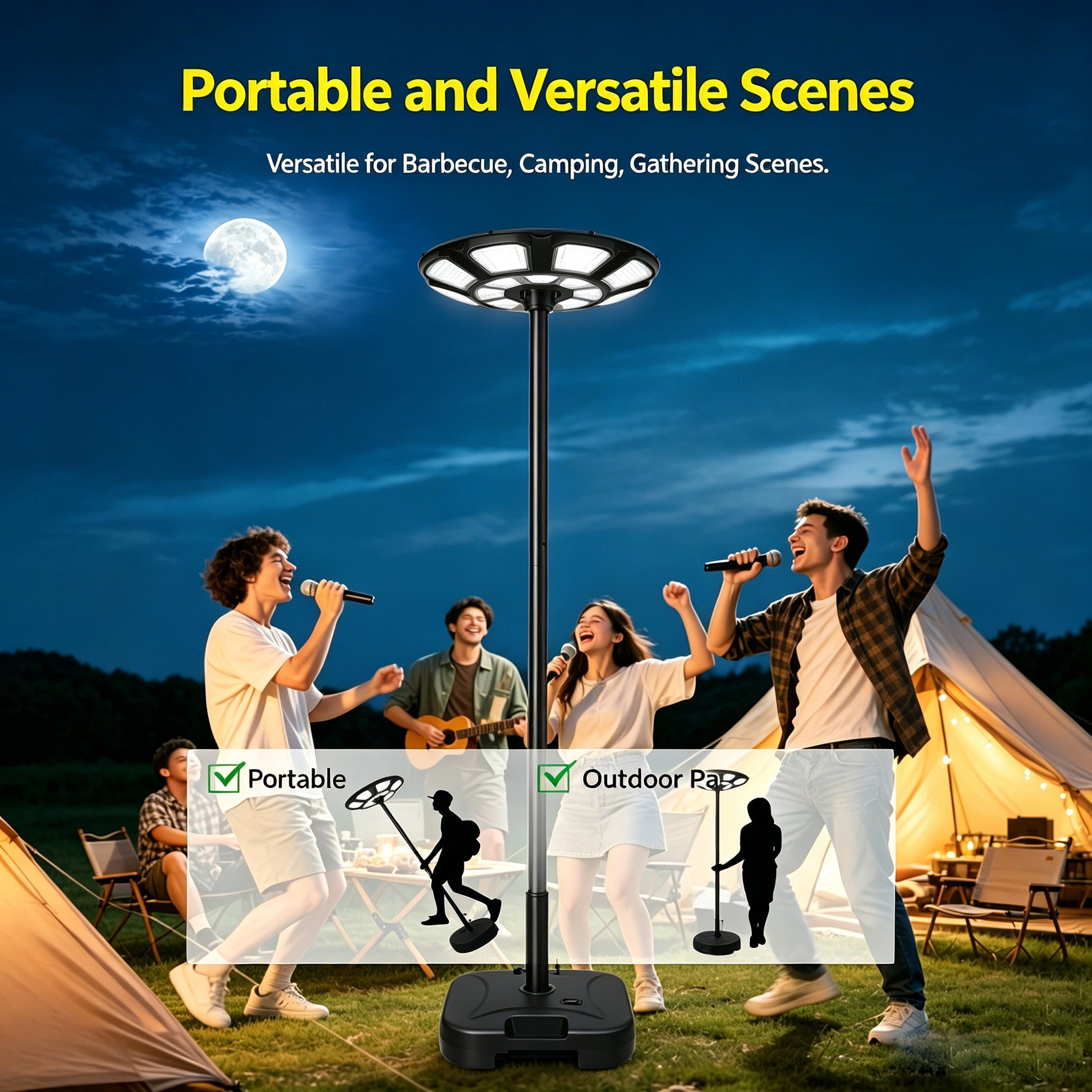 Black Solar UFO LED Street Light with Pole - view 12