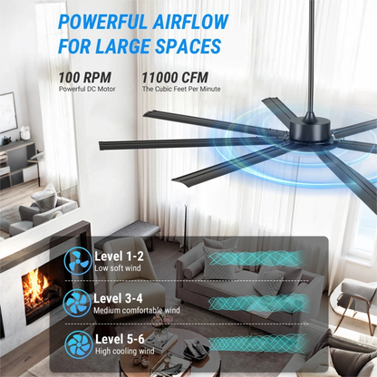 72" Black Industrial Ceiling Fan with Remote - view 13