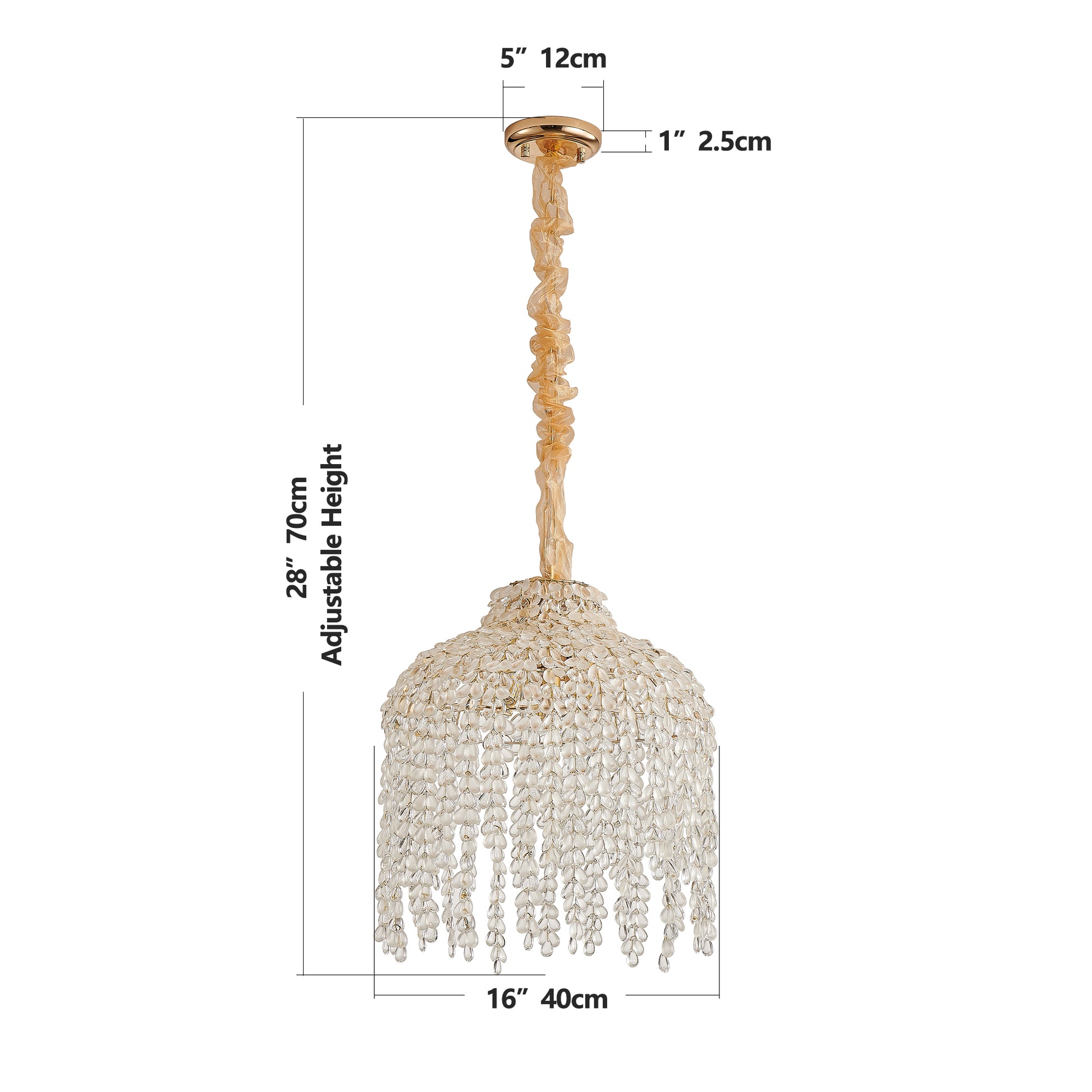 16" 5-Light Gold Waterfall Crystal Chandelier - view 8