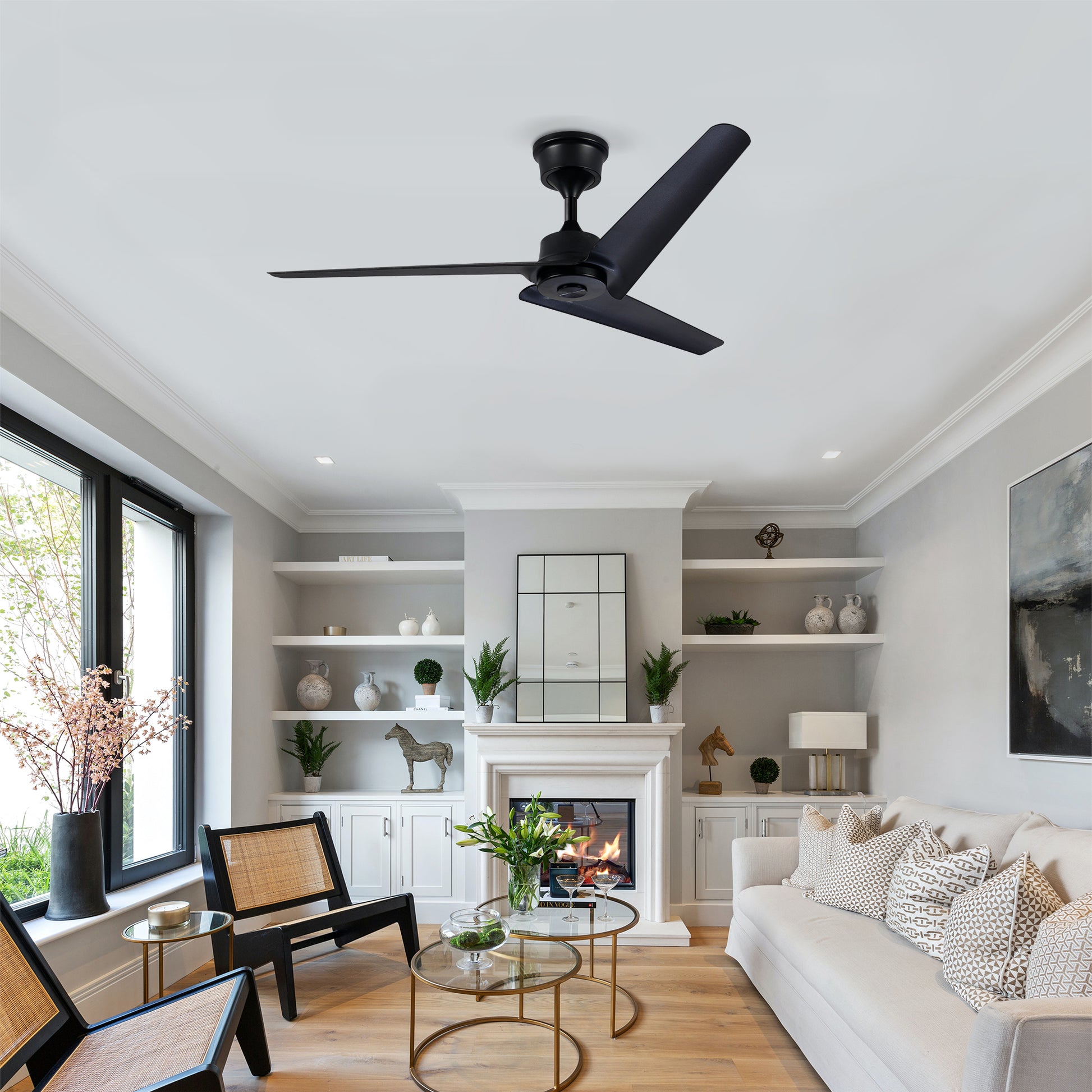 52" Black 3-Blade Ceiling Fan with Remote - view 4