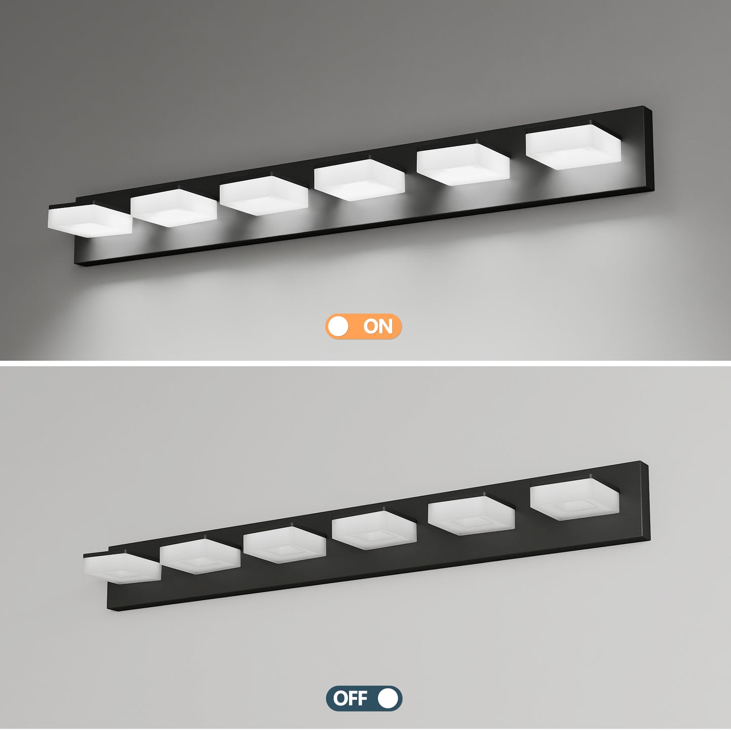 39" 6-Light Matte Black LED Acrylic Vanity Light - view 6