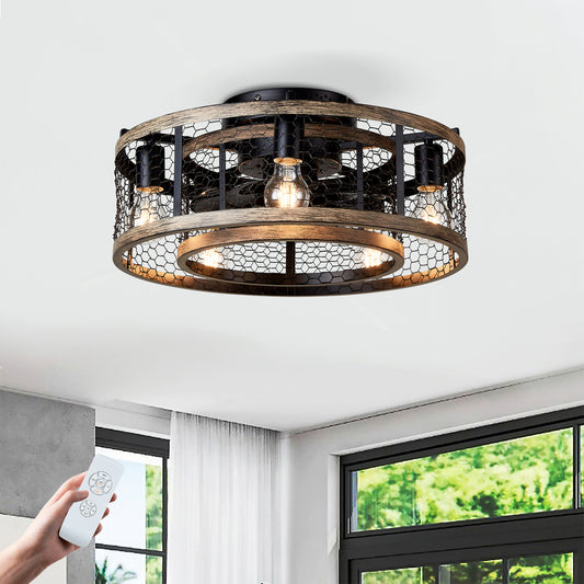 20" Matte Black Caged Ceiling Fan with Remote - view 2