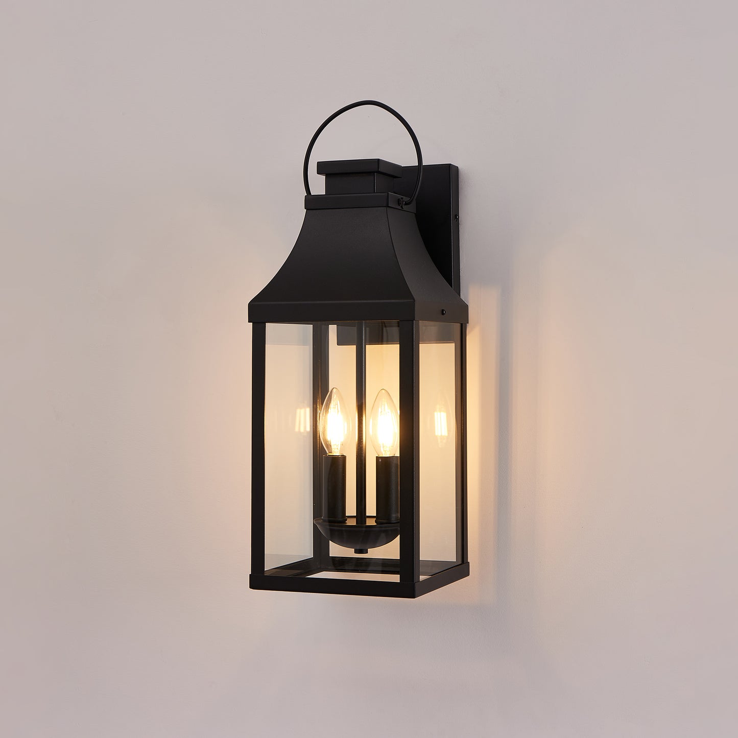 20" 2-Light Black Outdoor Wall Lantern - view 3