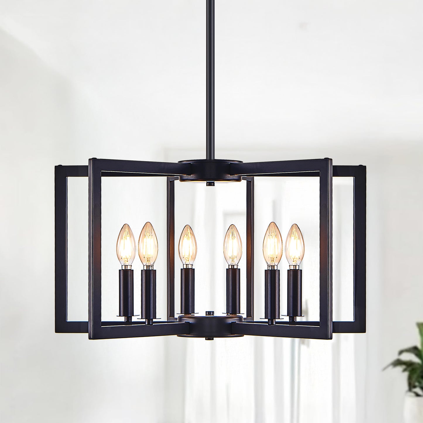 22" 6-Light Black Geometric Chandelier - view 2